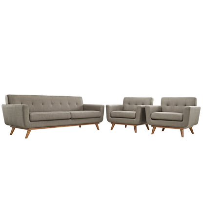 Engage Armchairs and Sofa Set of 3, Granite Grey Fabric