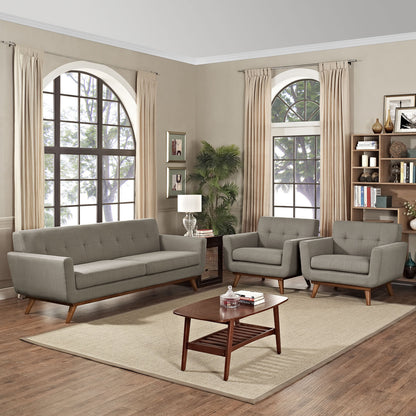 Engage Armchairs and Sofa Set of 3, Granite Grey Fabric