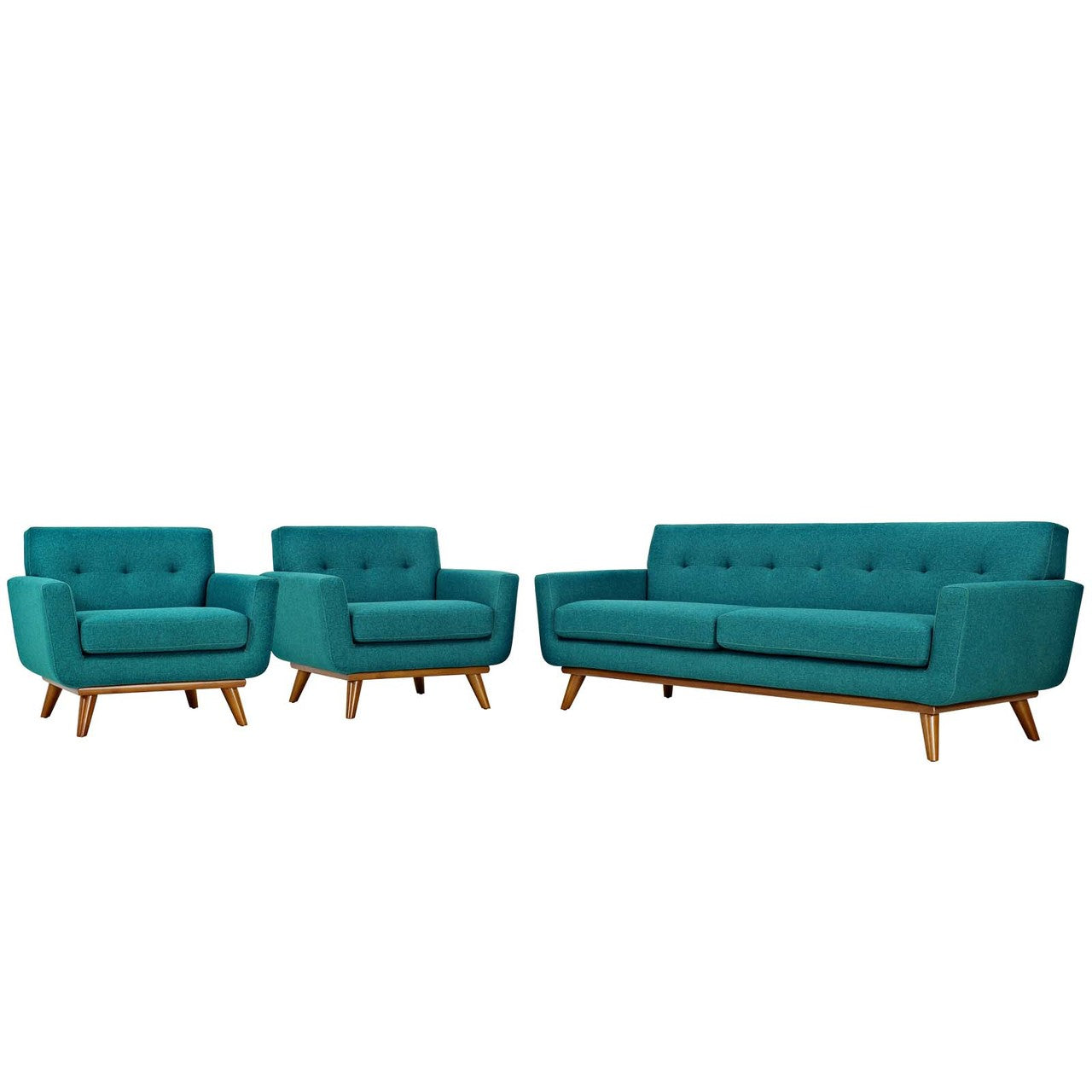 Engage Armchairs and Sofa Set of 3, Fabric, Aqua Blue 13252