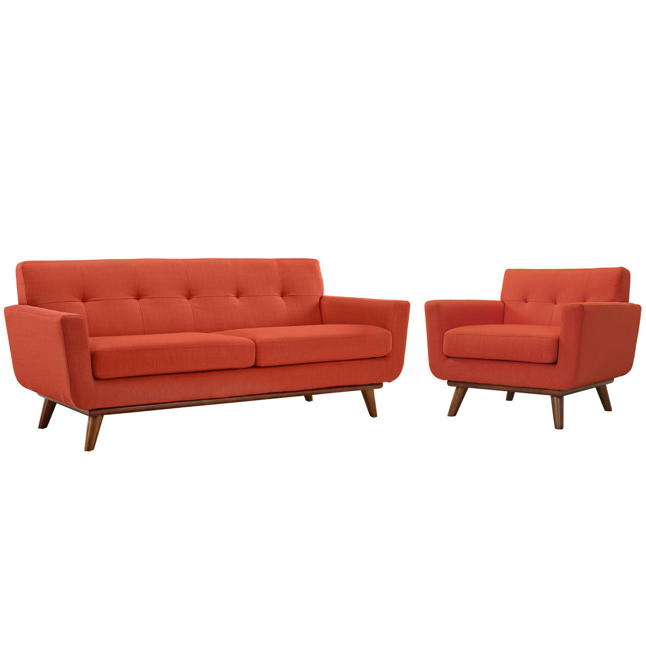 Engage Armchair and Loveseat Set of 2, Red Fabric