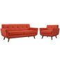 Engage Armchair and Loveseat Set of 2, Red Fabric