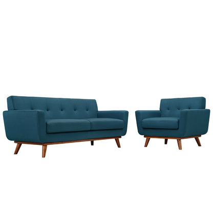 Engage Armchair and Loveseat Set of 2 in Azure