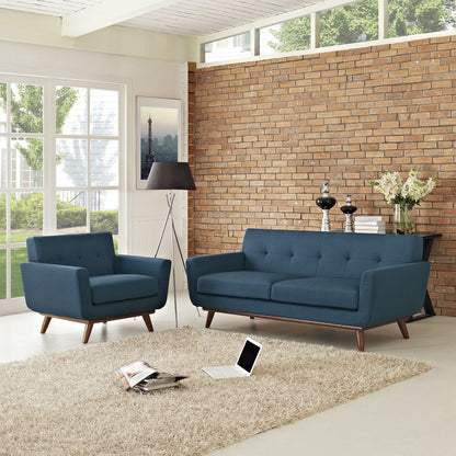 Engage Armchair and Loveseat Set of 2 in Azure