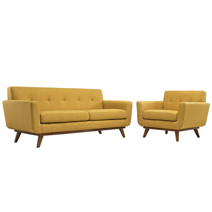 Engage Armchair and Loveseat Set of 2, Orange Fabric