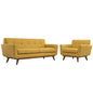 Engage Armchair and Loveseat Set of 2, Orange Fabric