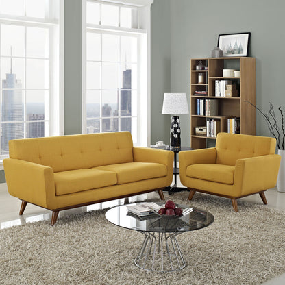 Engage Armchair and Loveseat Set of 2, Orange Fabric