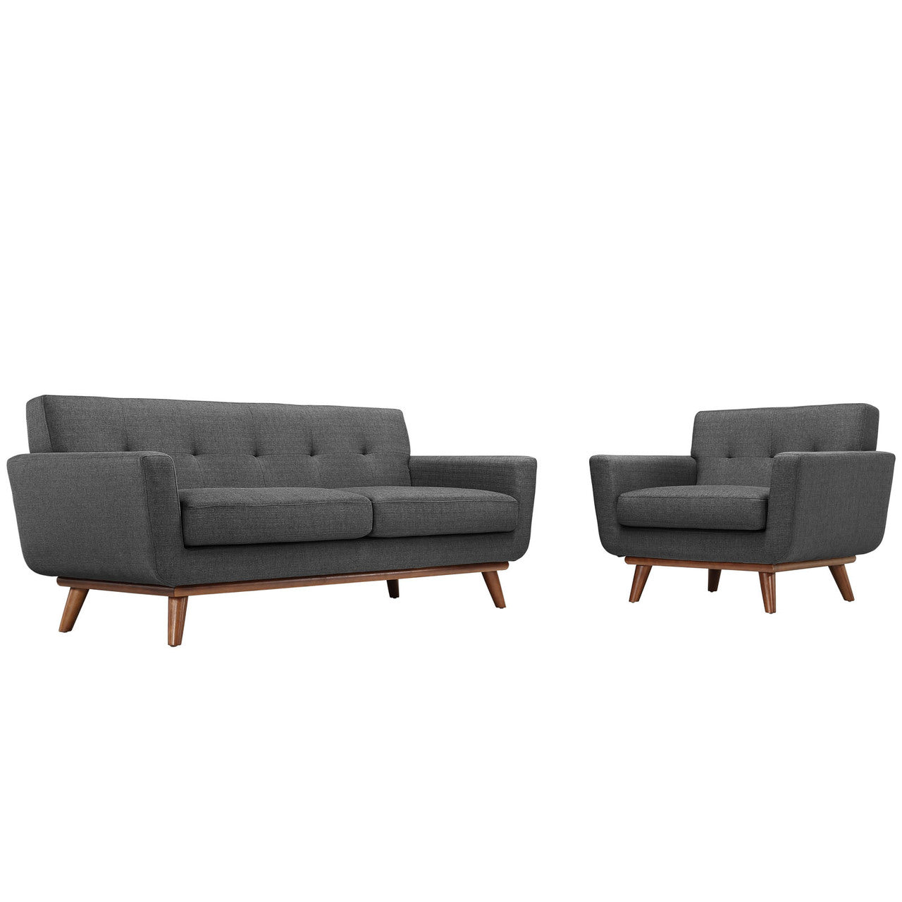 Engage Armchair and Loveseat Set of 2 in Gray