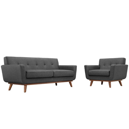 Engage Armchair and Loveseat Set of 2 in Gray