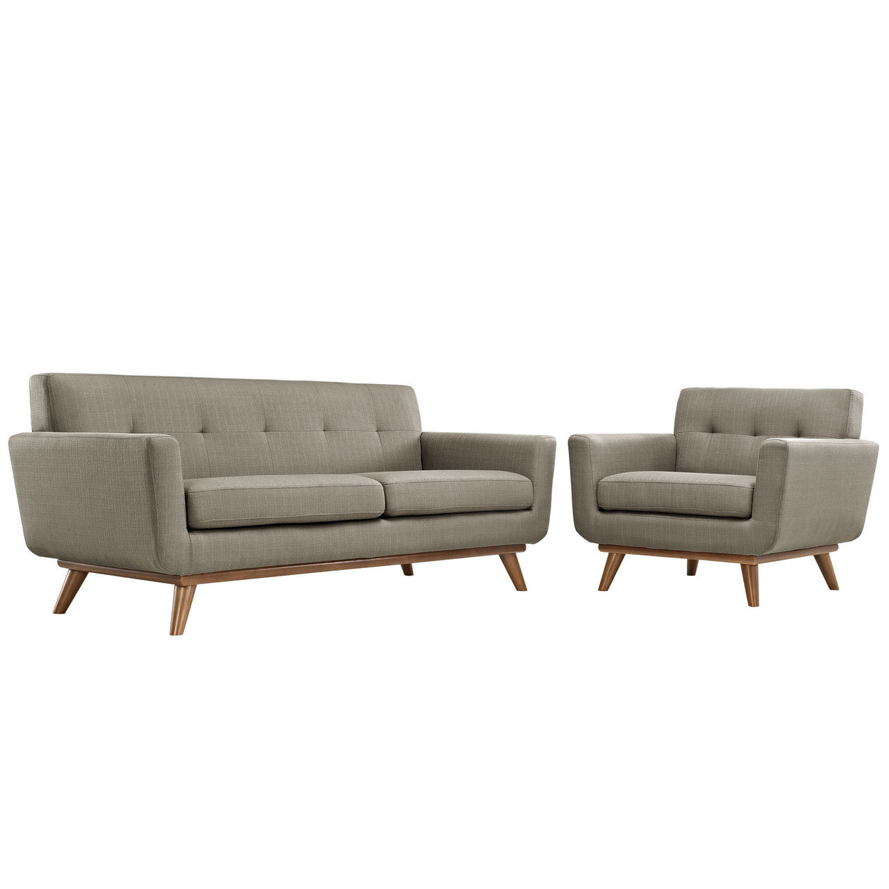 Engage Armchair and Loveseat Set of 2, Granite Grey Fabric