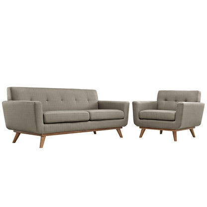 Engage Armchair and Loveseat Set of 2, Granite Grey Fabric