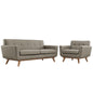 Engage Armchair and Loveseat Set of 2, Granite Grey Fabric