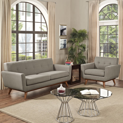 Engage Armchair and Loveseat Set of 2, Granite Grey Fabric
