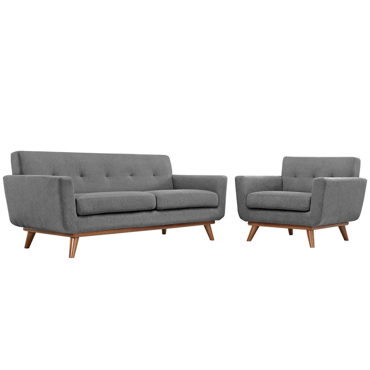 Engage Armchair and Loveseat Set of 2, Grey Fabric