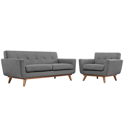 Engage Armchair and Loveseat Set of 2, Grey Fabric