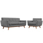 Engage Armchair and Loveseat Set of 2, Grey Fabric