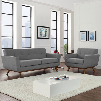Engage Armchair and Loveseat Set of 2, Grey Fabric