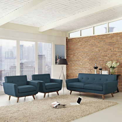 Engage Armchairs and Loveseat Set of 3 in Azure