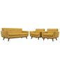 Engage Armchairs and Loveseat Set of 3, Orange Fabric