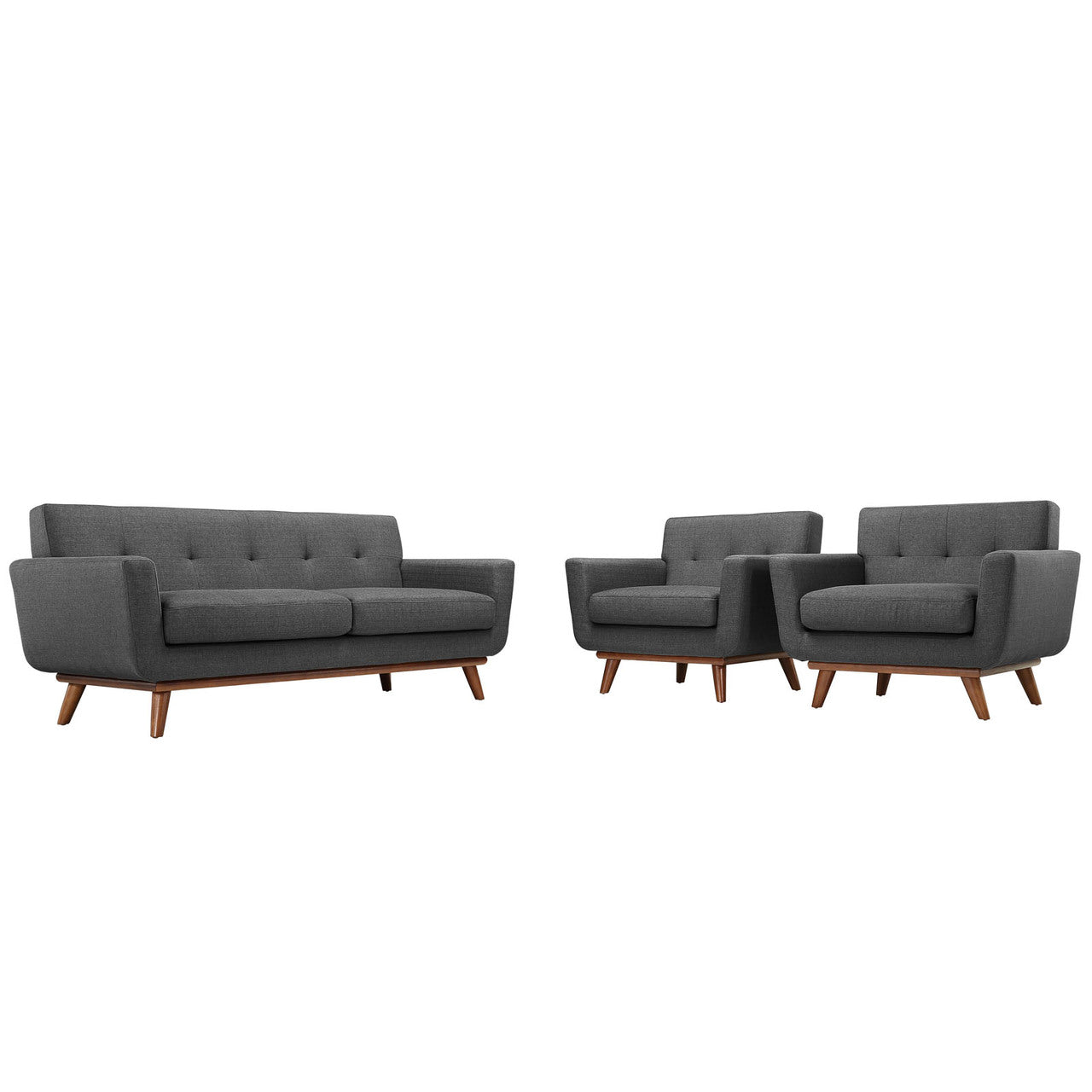 Engage Armchairs and Loveseat Set of 3 in Gray