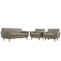 Engage Armchairs and Loveseat Set of 3, Granite Grey Fabric