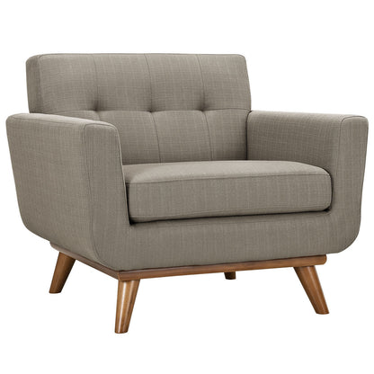 Engage Armchairs and Loveseat Set of 3, Granite Grey Fabric
