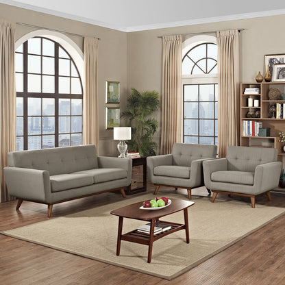 Engage Armchairs and Loveseat Set of 3, Granite Grey Fabric