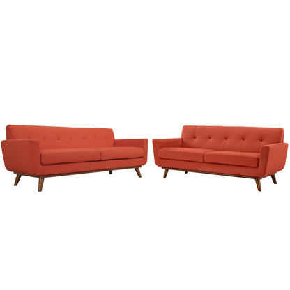 Engage Loveseat and Sofa Set of 2, Red Fabric