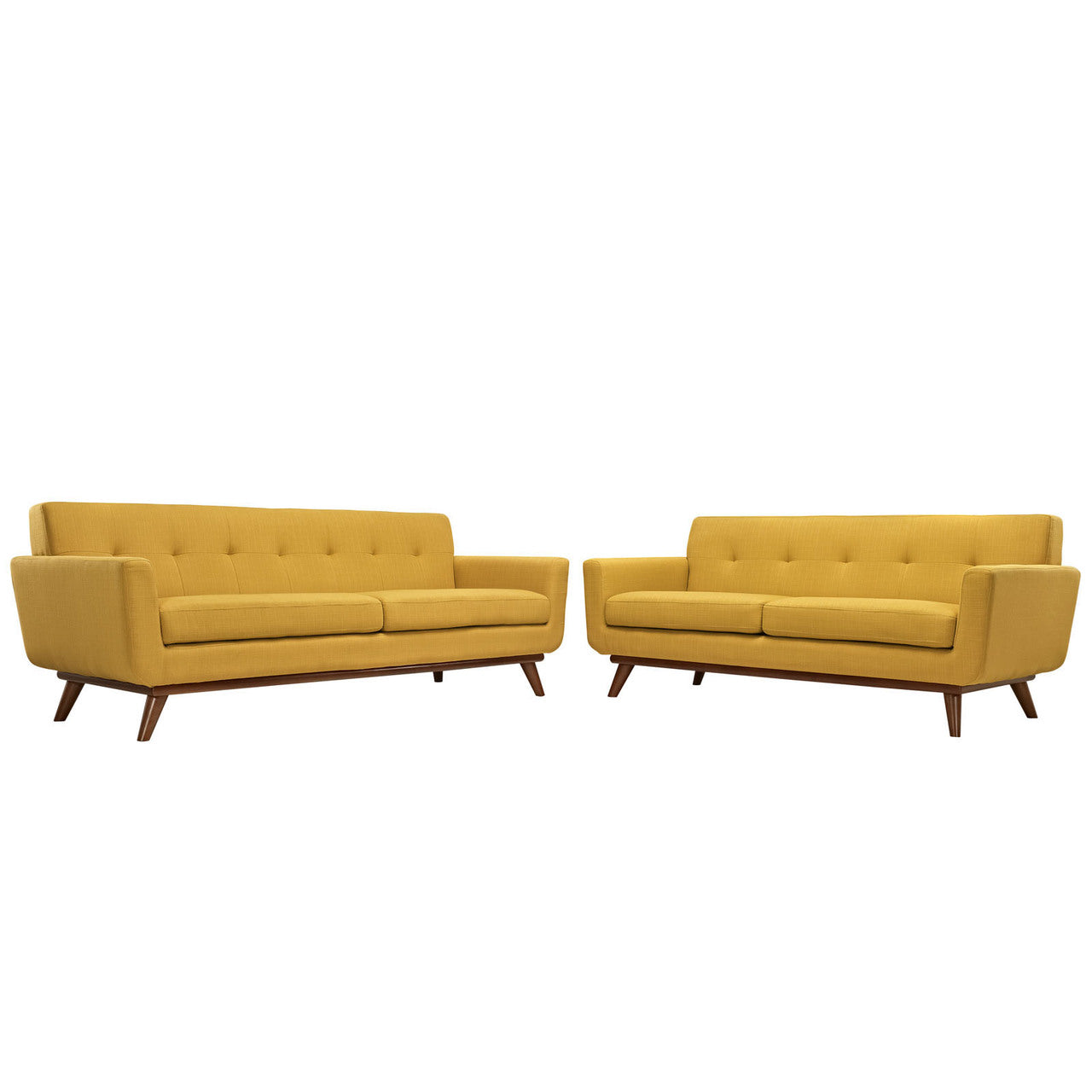Engage Loveseat and Sofa Set of 2, Orange Fabric
