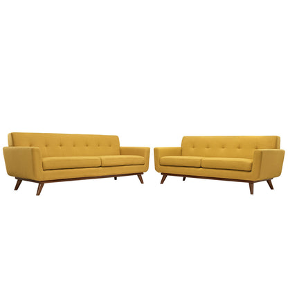 Engage Loveseat and Sofa Set of 2, Orange Fabric