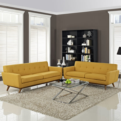 Engage Loveseat and Sofa Set of 2, Orange Fabric