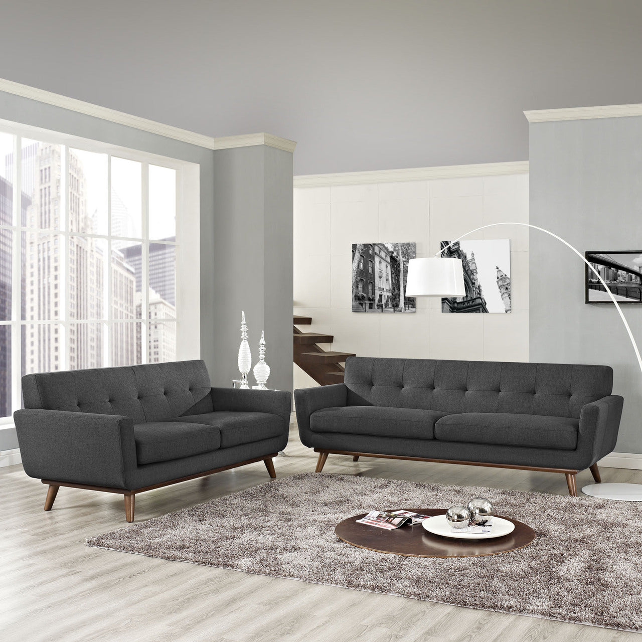 Engage Loveseat and Sofa Set of 2 in Gray