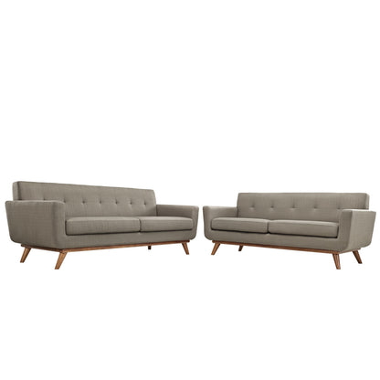 Engage Loveseat and Sofa Set of 2, Granite Grey Fabric
