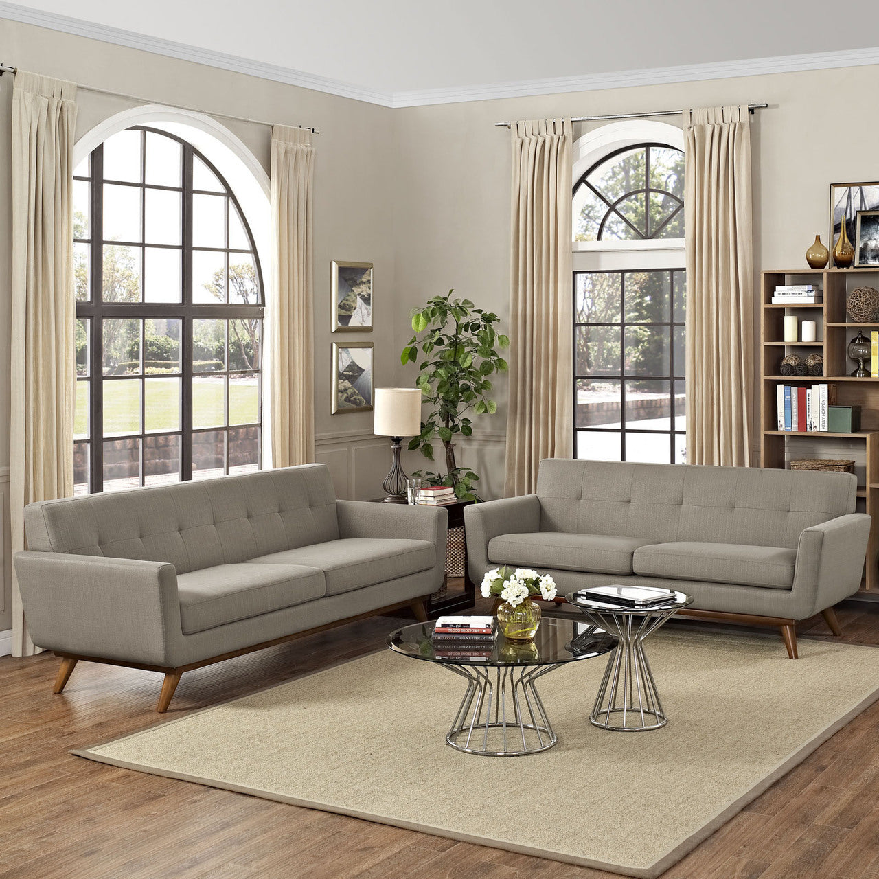 Engage Loveseat and Sofa Set of 2, Granite Grey Fabric