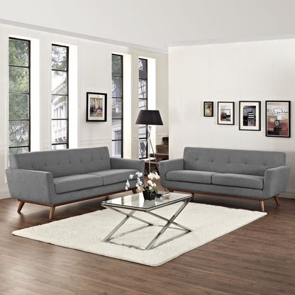 Engage Loveseat and Sofa Set of 2, Grey Fabric