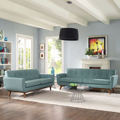 Engage Loveseat and Sofa Set of 2, Blue Fabric
