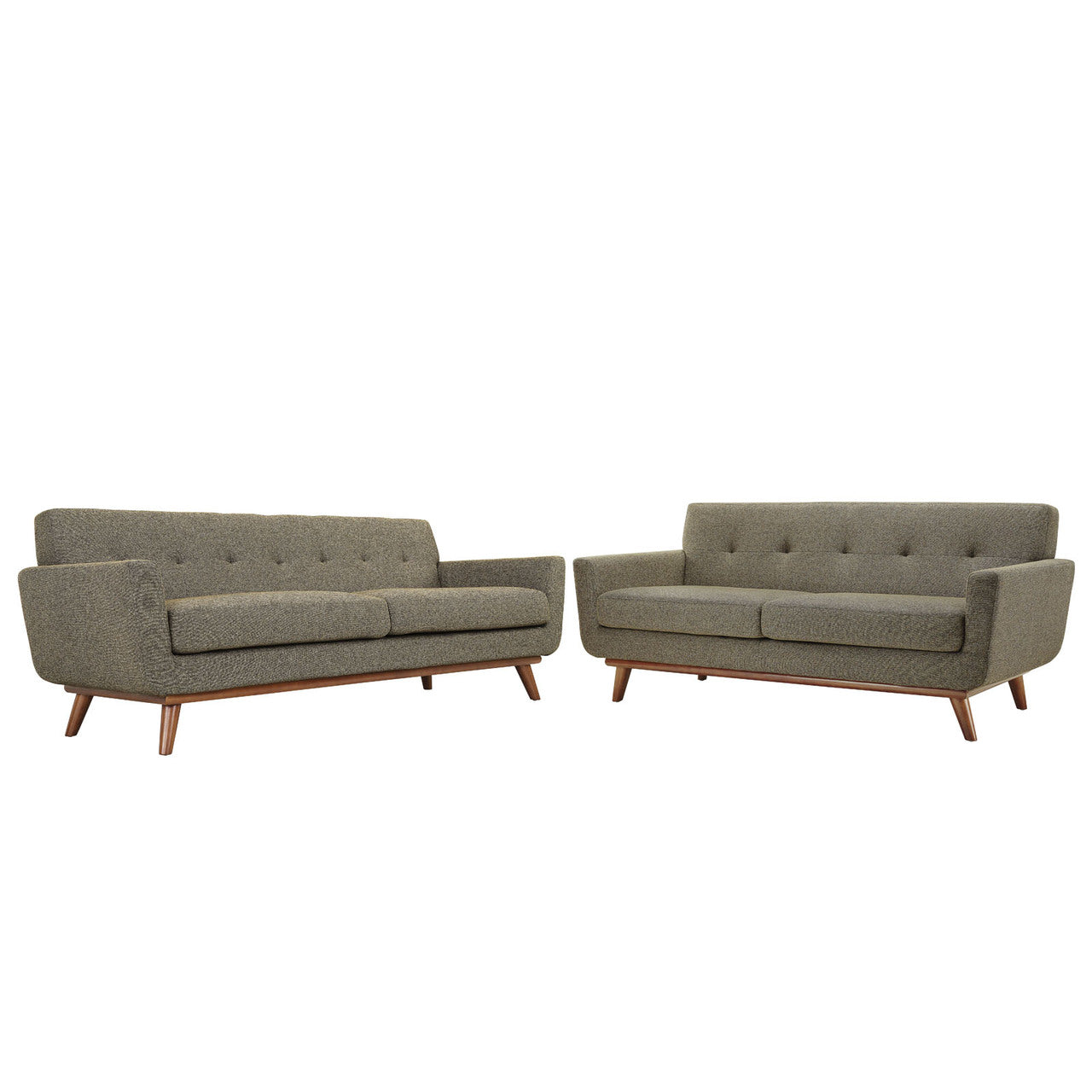 Engage Loveseat and Sofa Set of 2, Oatmeal Beige Fabric