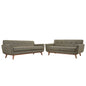 Engage Loveseat and Sofa Set of 2, Oatmeal Beige Fabric