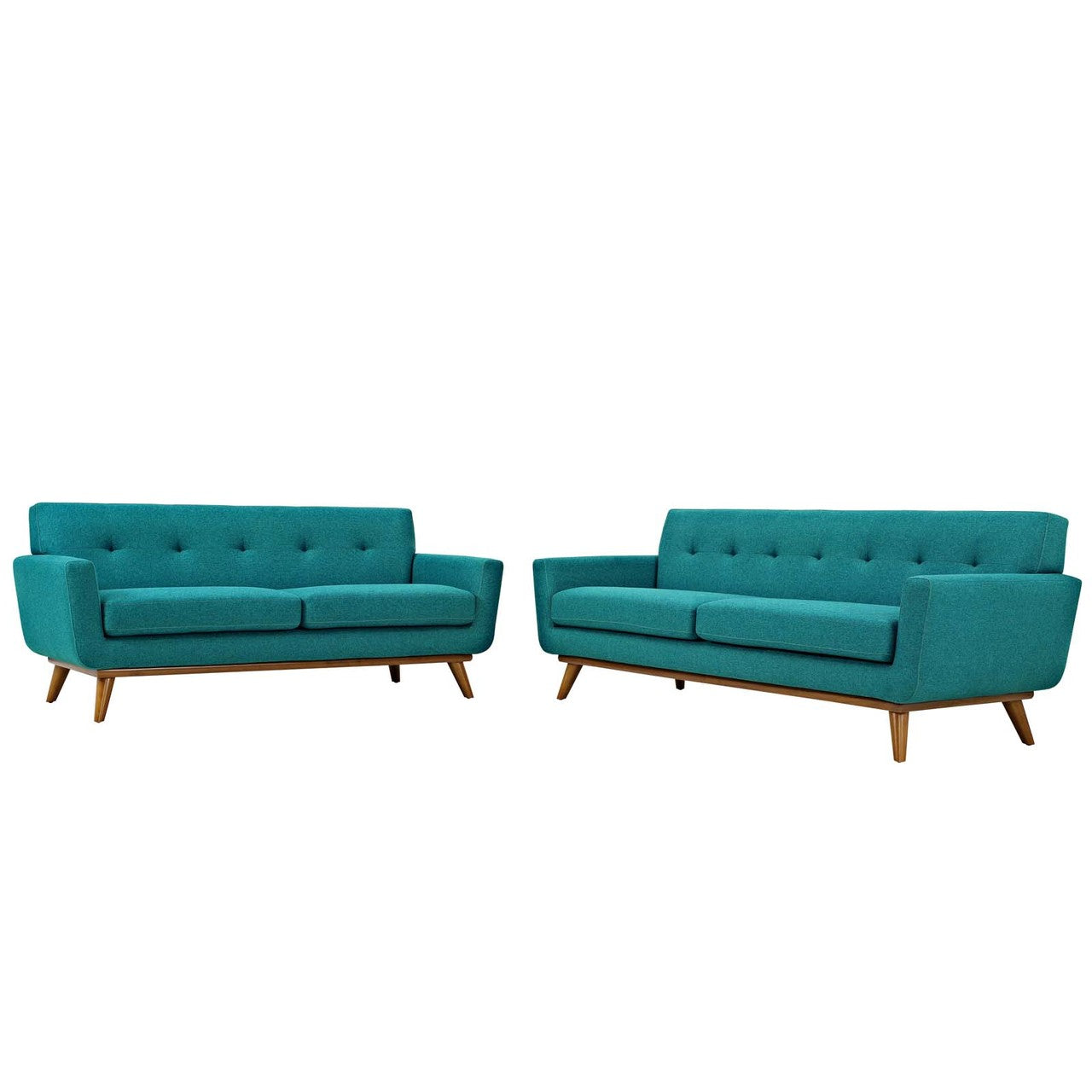 Engage Loveseat and Sofa Set of 2, Fabric, Aqua Blue 13254