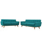 Engage Loveseat and Sofa Set of 2, Fabric, Aqua Blue 13254