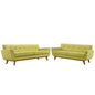 Engage Loveseat and Sofa Set of 2, Green Fabric