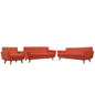 Engage Sofa Loveseat and Armchair Set of 3, Red Fabric