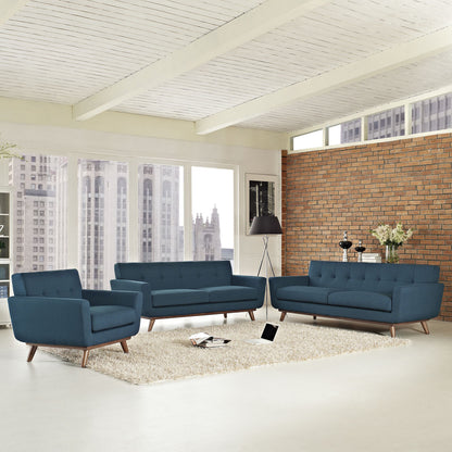 Engage Sofa Loveseat and Armchair Set of 3 in Azure
