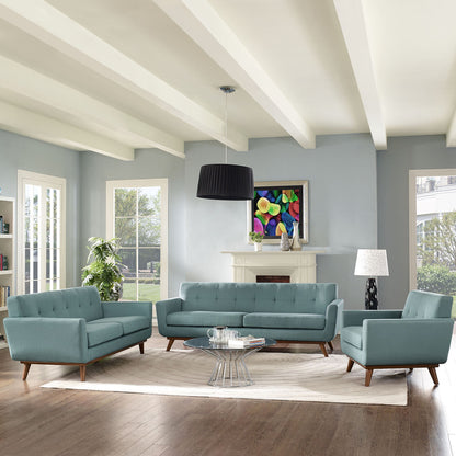 Engage Sofa Loveseat and Armchair Set of 3, Blue Fabric