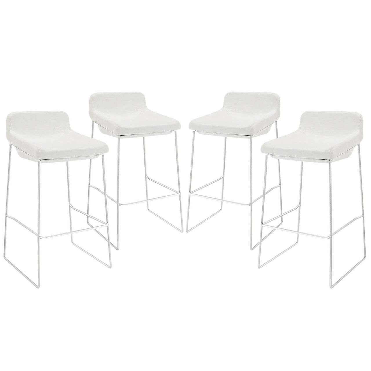 Garner Bar Stool Set of 4, White Fabric