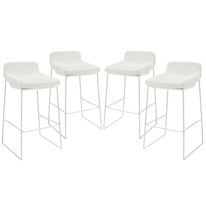 Garner Bar Stool Set of 4, White Fabric