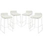 Garner Bar Stool Set of 4, White Fabric