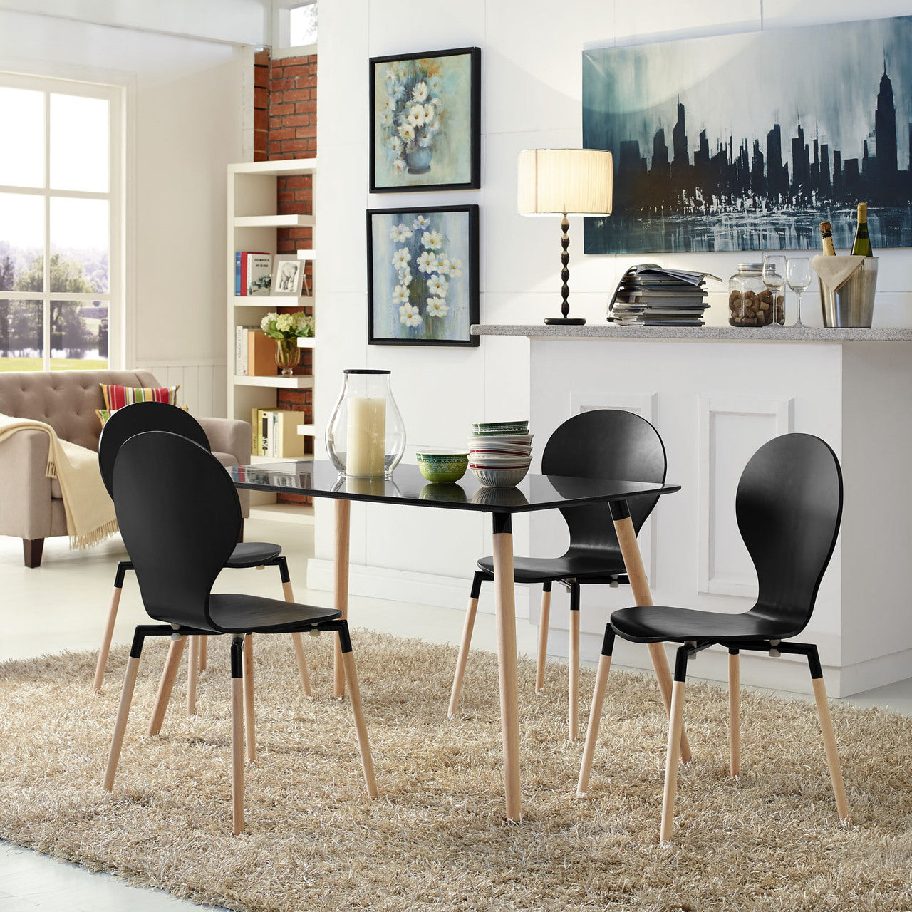 Path Dining Chair Set of 4 in Black