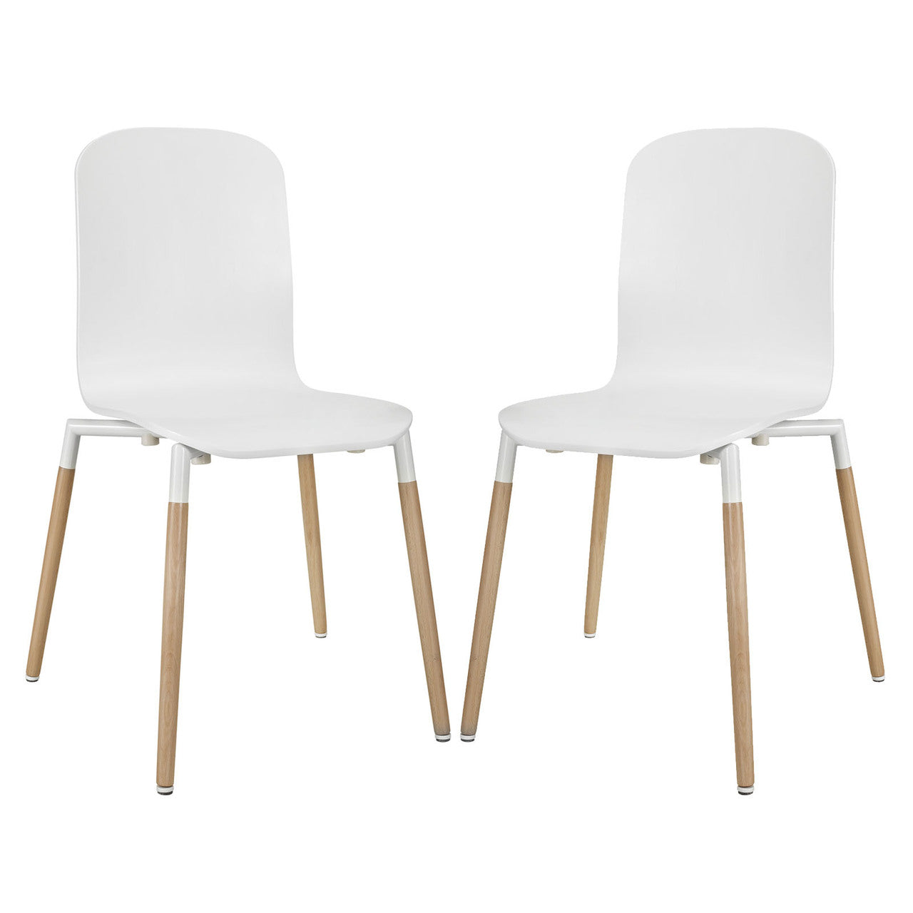 Stack Wood Dining Chairs Set of 2 in White