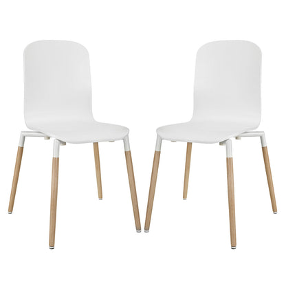 Stack Wood Dining Chairs Set of 2 in White