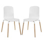 Stack Wood Dining Chairs Set of 2 in White